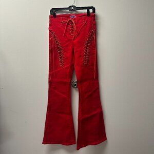 Edikted Engine Red Flared Jeans